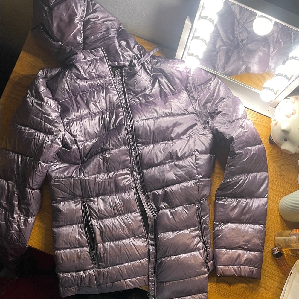 Women's Metallic Purple Puffer Jacket